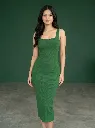 Solid Ribbed Square Neck Tank Dress (XS, Green) (Virtual Model).webp