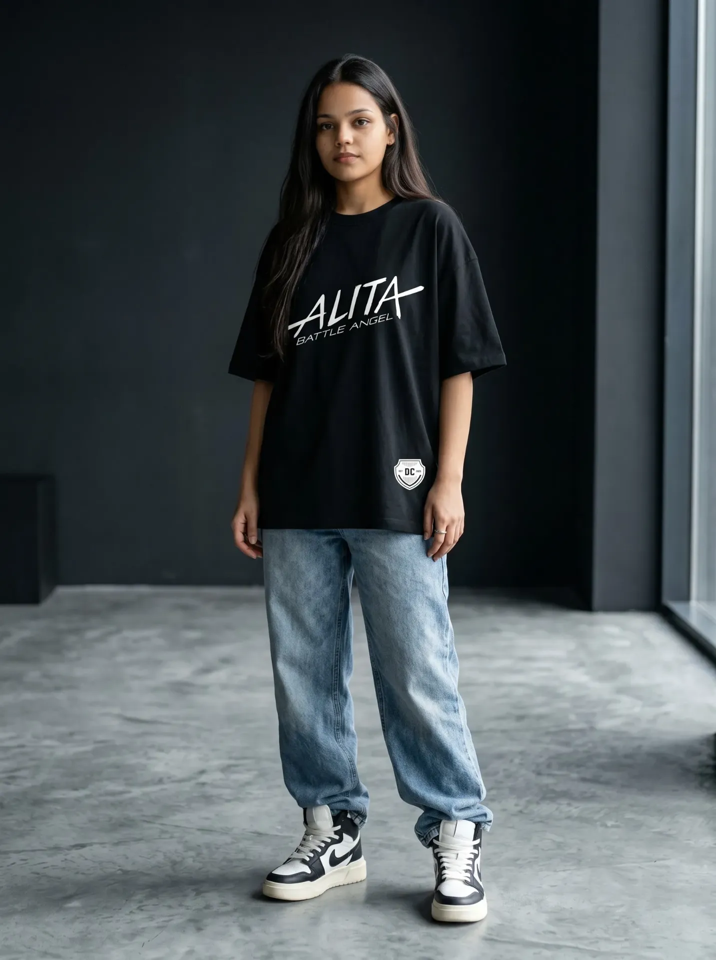 Freedom Protocol Oversized T-Shirt | Anime Streetwear Black Tee | Dark Clown (S)